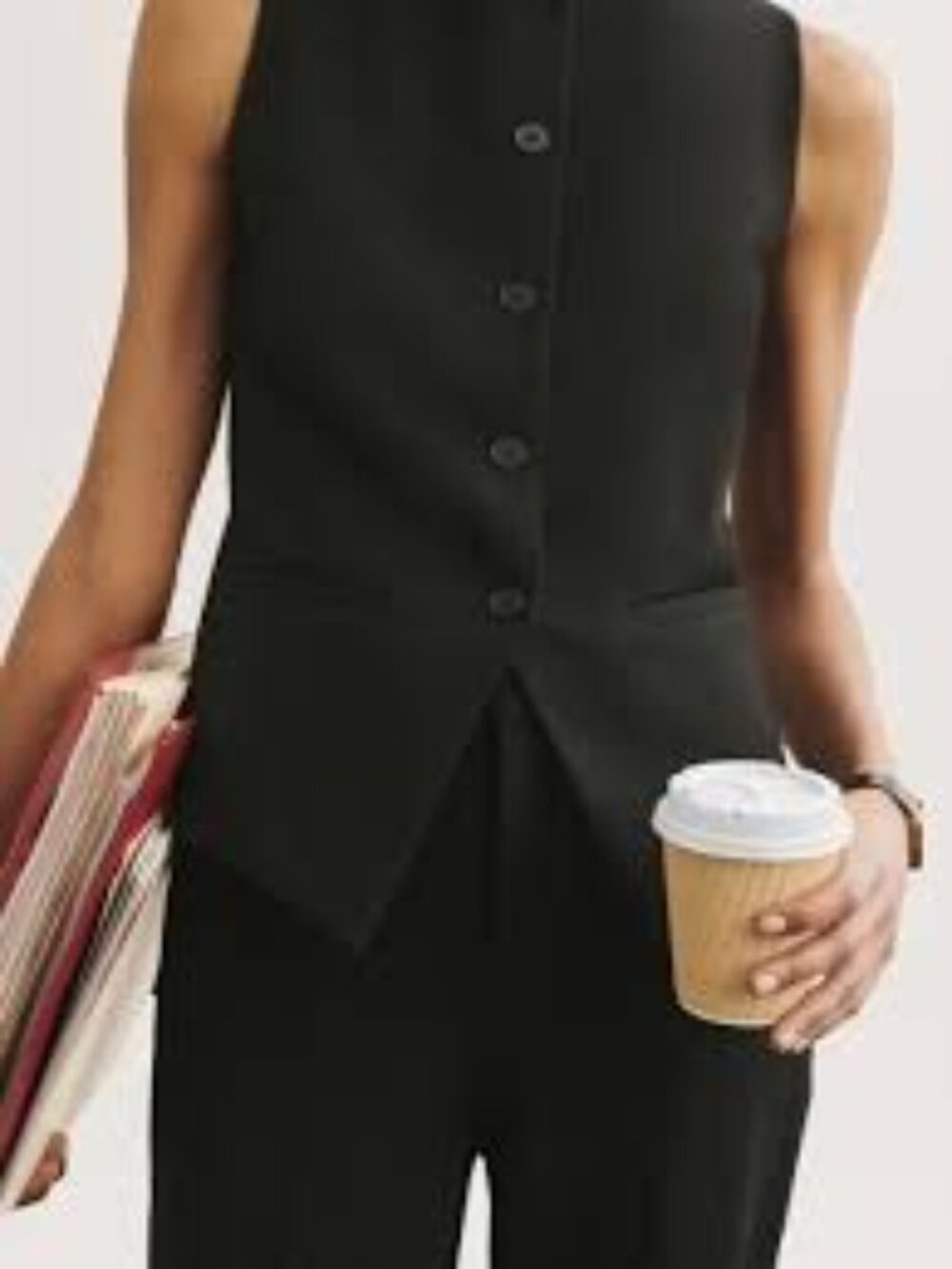 SPANX Black WellSuited Tailored Button-Down Vest size medium NWT - Picture 2 of 9
